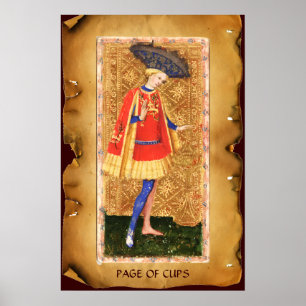 POSTER TAROTS DE RENAISSANCE ANTIQUE / PAGE DES TASSES