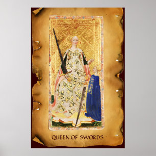 POSTER TAROTS DE RENAISSANCE ANTIQUE / REINE DES ÉPÈRES