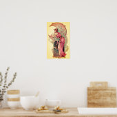 Poster TAROTS / LADY DE LA LUNE AUX FLEURS JaUNE Rose (Cuisine)