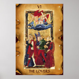 POSTER TAROTS RENAISSANCE ANTIQUES 6 / LES AMANTS