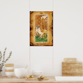 POSTER TAROTS RENAISSANCE ANTIQUES  7 / LE CHARIOT (Cuisine)