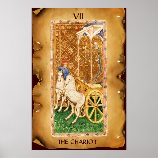 POSTER TAROTS RENAISSANCE ANTIQUES  7 / LE CHARIOT (Devant)