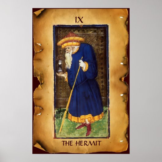 POSTER TAROTS RENAISSANCE ANTIQUES 9 / L'ERMITE (Devant)