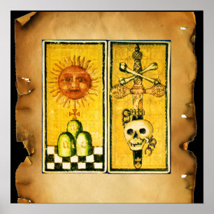POSTER TAROTS RENAISSANCE ANTIQUES /LE SOLEIL ,AS DE ÉPÉE