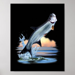 Poster Tarpon Poisson Eau Douce Faune Chasse Pêche A