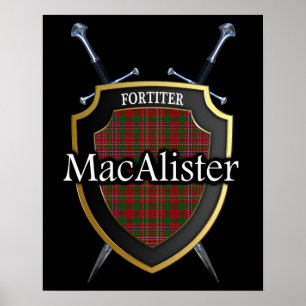 Poster Tartan Clan MacAlister Bouclier Écossais & Épées