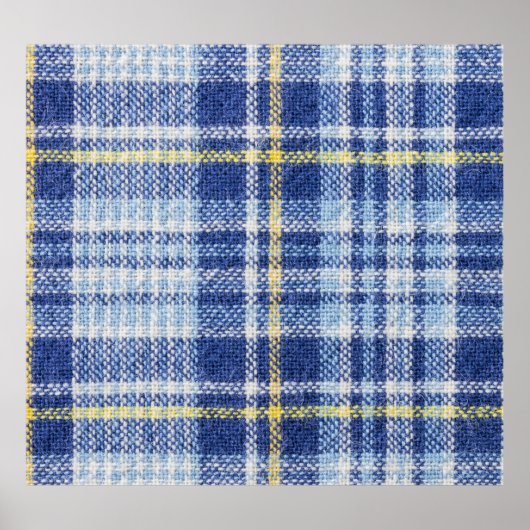 Poster Tartan jaune bleu : Plaid tendance (Devant)