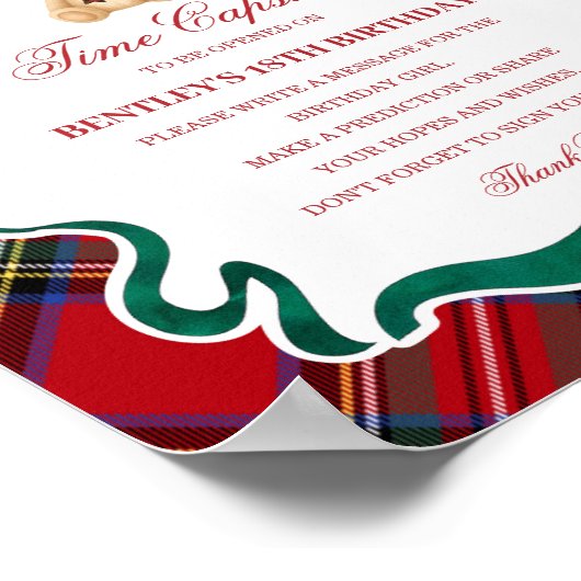 Poster Tartan Plaid Christmas Bear Birthday Time Capsule (Coin)