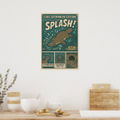 Poster Tasmanian Platypus Splash Retro Art (Cuisine)