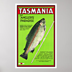 Poster Tasmanie Australie Anglers Paradise Pêche