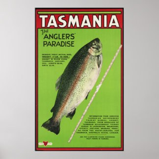 Poster Tasmanie Le paradis des pêcheurs