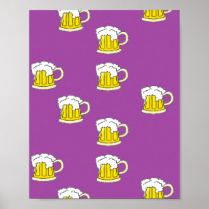 Poster Tasse à bière mousseuse sur violet