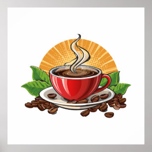 Poster Tasse à café rouge