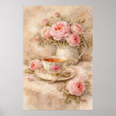 Poster Tasse à thé avec roses (Devant)