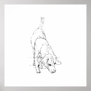 Poster Tasse Beagle – Dessin à l'encre fait main Chien