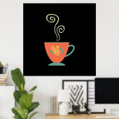 Poster Tasse chaude vapeur de thé ou de café (Bureau à domicile)