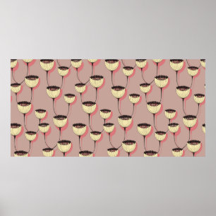 Poster tasse d'automne fleurs sans soudure motif en brun
