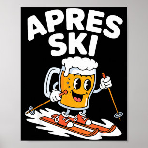 Poster Tasse de bière après ski drôle de vacances d'hiver