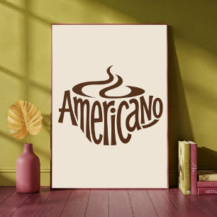 Poster Tasse de café Americano Art typographique Café mig