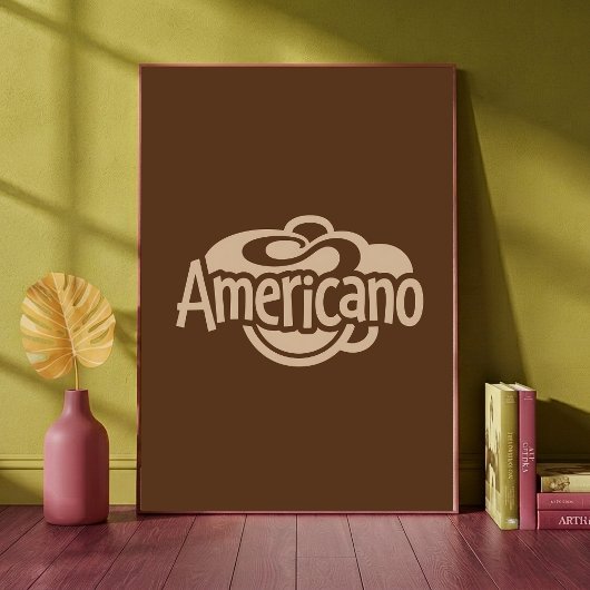 Poster Tasse de café Americano Art typographique Rétro ca