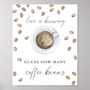 Poster Tasse de café Baby shower Combien de grains de caf