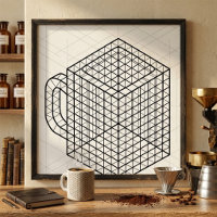 Tasse de café géométrique Art de grille isométriqu