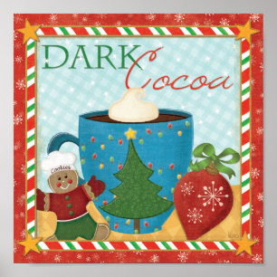 Poster Tasse rouge de Noël avec du cacao crémeux