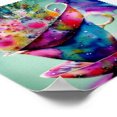 Poster Tasses à thé éclaboussées d'aquarelle (Coin)
