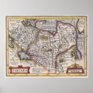 Poster Tatary Antique Carte de l'Asie Centrale et du Nord