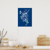 Poster Tatouage à fleurs bleues (Cuisine)
