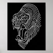 Poster Tatouage à la tête de gorille traditionnelle améri (Devant)