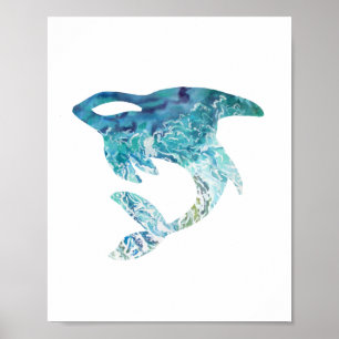 Poster Tatouage à l'orca avec vagues océaniques
