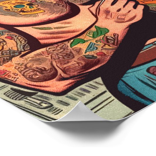 Poster Tatouage Couple Comics Vintages (Coin)