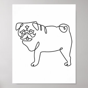 Poster Tatouage de Carlin d'une ligne _1
