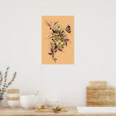 Poster Tatouage de fleur en jaune et violet (Cuisine)