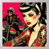 Poster Tatouage de la fille de vélo (Devant)