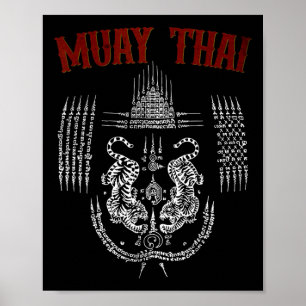 Poster Tatouage de Sak Yant Muay Thai Kickboxing Culture 