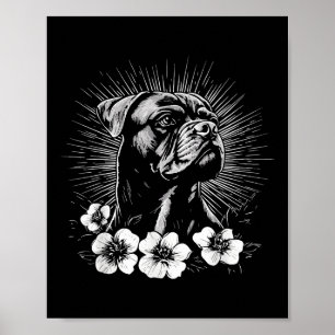 Poster Tatouage de style rétro Amoureux des chiens Boxer 