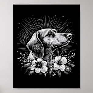 Poster Tatouage de style rétro Amoureux des chiens Dachsh