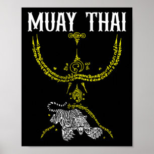 Poster Tatouage de tigre de kickboxing Muay Thai Sak Yant