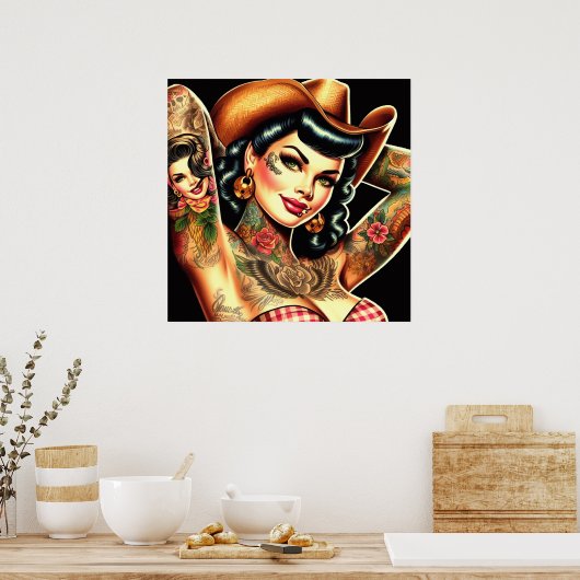 Poster Tatouage fille de la campagne (Cuisine)