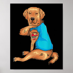 Poster Tatouage I Love Maman Golden Retriever
