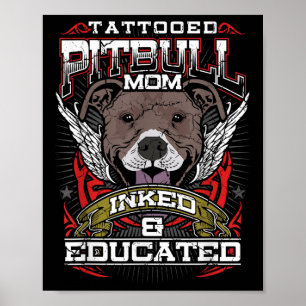 Poster Tatouage Pitbull Maman Enceinte Et Éduqué Chien Ta
