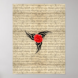 Poster Tatouage rose