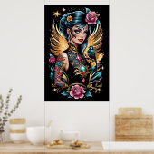 Poster Tatouages Et Roses 2 (Cuisine)