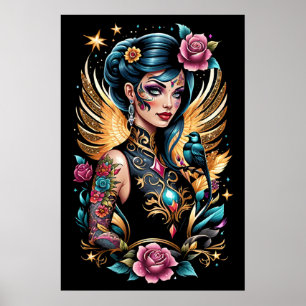 Poster Tatouages Et Roses 2