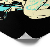 Poster Tatoué Goth Pin-up Girl Horror Ghost Moon Rockab (Coin)