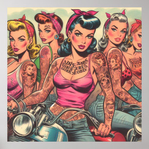 Poster Tattoo Biker Girls Comics