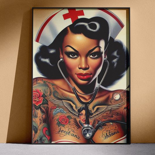 Poster Tattooed Nurse Pin-up