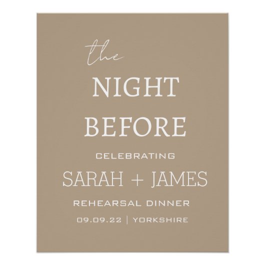 Poster Taupe élégant la veille du dîner de répétition (Devant)